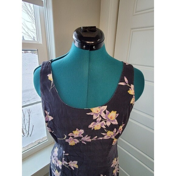 VINTAGE TOMMY BAHAMA BLACK FLORAL TANK DRESS 100% SILK WOMEN SIZE 2 TROPICAL - Picture 13 of 14